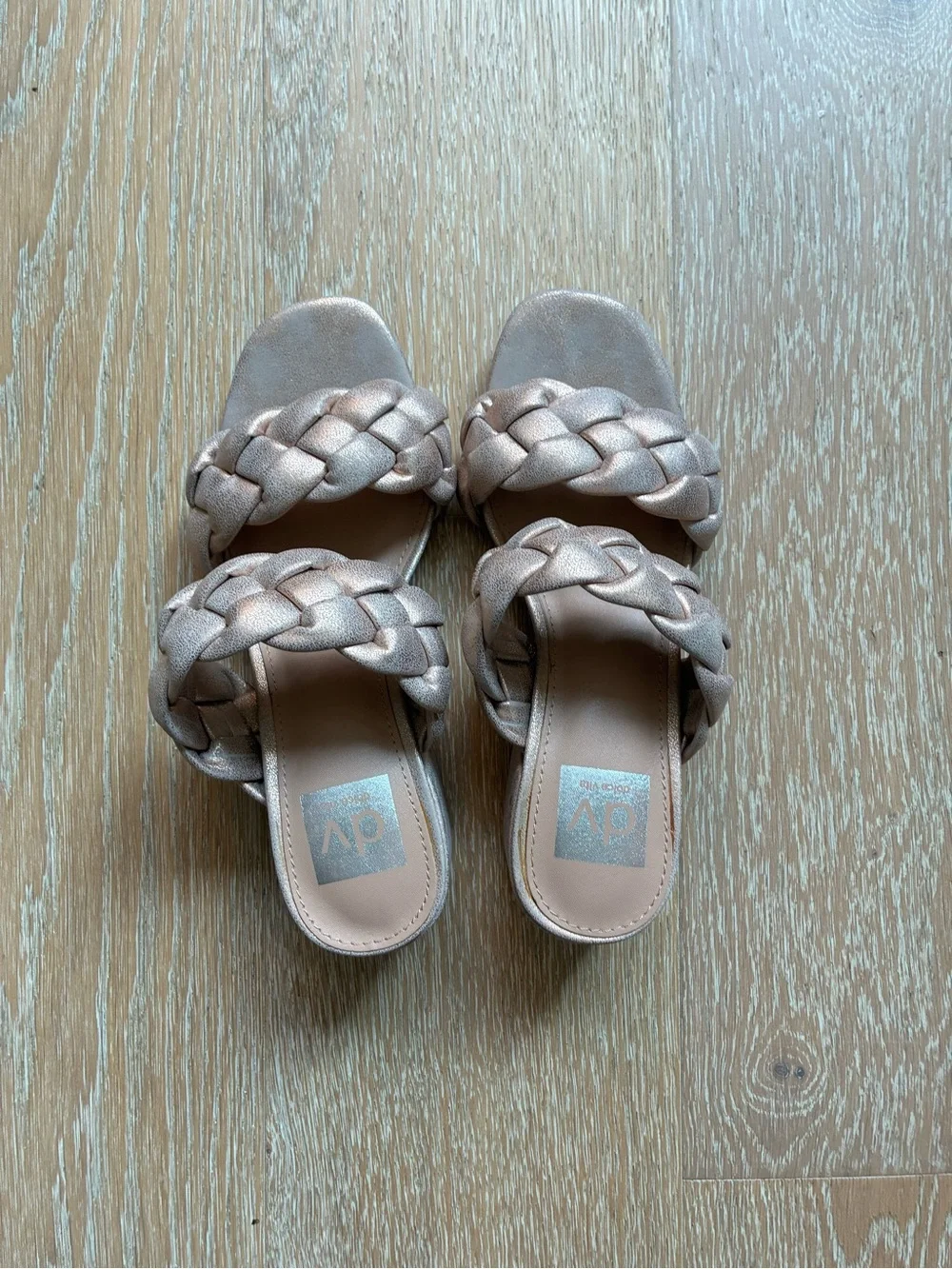 DV Dolce Vita Stacey Braided Slide Sandals Rose Gold Sz 7